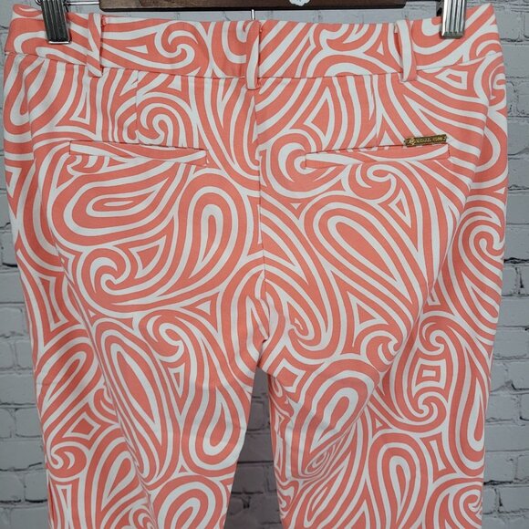 Michael Kors Orange White Swirl Print Stretch Low Rise Chino Pants 2 (28x28) - Picture 8 of 14